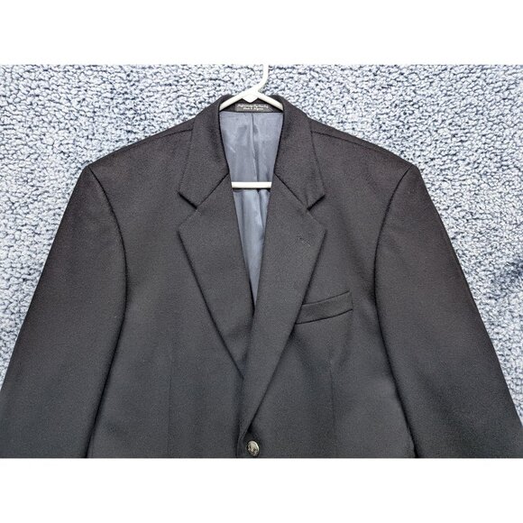 VTG Hart Schaffner Marx 100% Cashmere Blazer Mens 42L Two Button Office Black - Picture 3 of 13